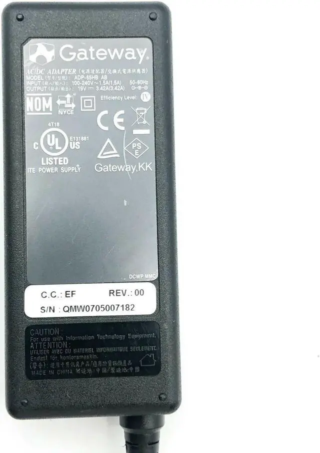Alt view image 2 of 4 - Genuine AC Adapter Gateway ML6226B MT6823B MT6917B Laptop 65W Charger w/P.Cord