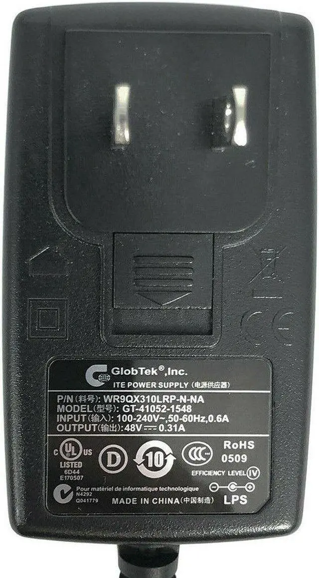 Alt view image 2 of 6 - GlobTek GT-41052-1548 AC Adapter 48V 0.31A ITE Power Supply Authentic