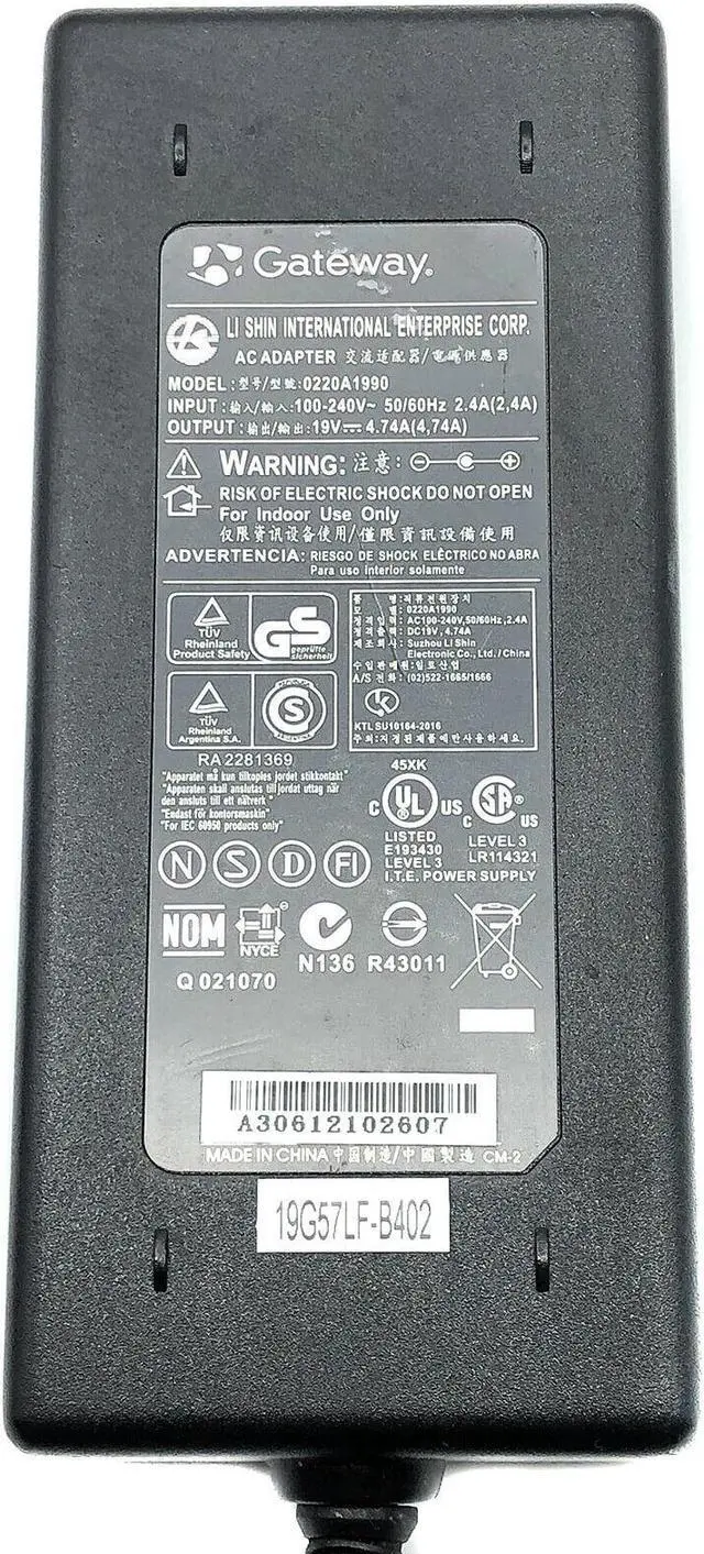Alt view image 4 of 4 - Genuine Gateway PA-1900-15 AC Adapter 90W Laptop Charger 19V ADP-90SB w/o P.Cord