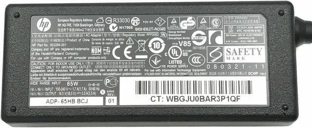 Alt view image 5 of 5 - NEW Genuine HP 65W AC Adapter 18.5V 3.5A Model PPP009D P/N 603284-001 5.5 x 2.5 mm w/Cord OEM