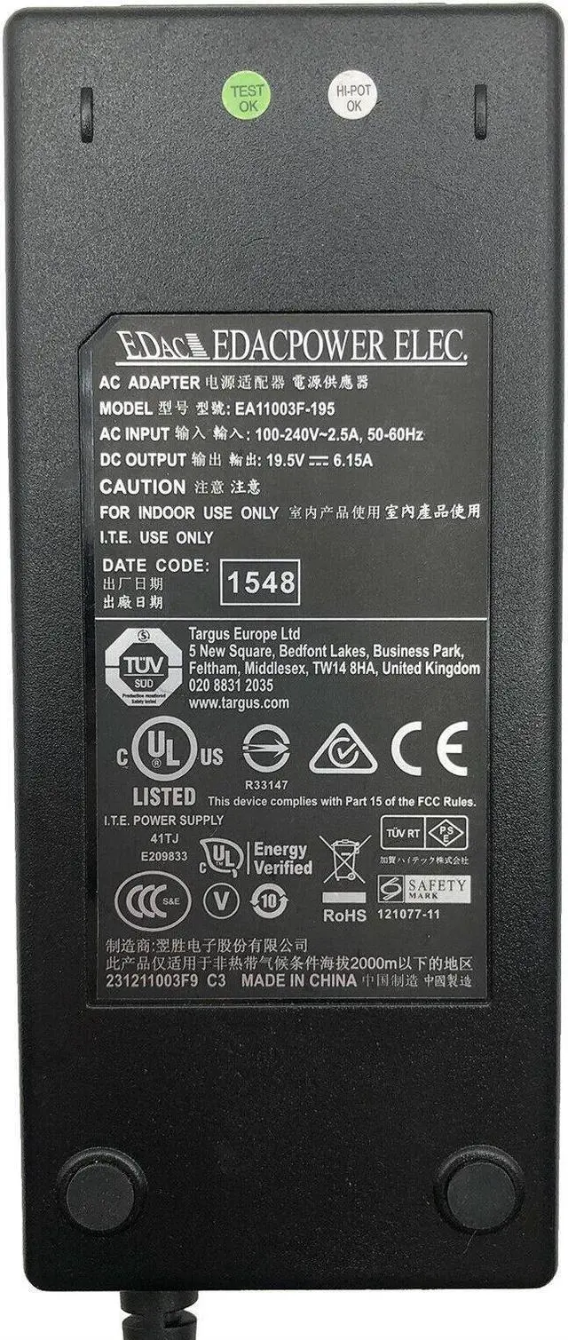 Alt view image 5 of 5 - Genuine Edac Power Adapter Supply Charger for Targus Dockin Station w/Power Cord