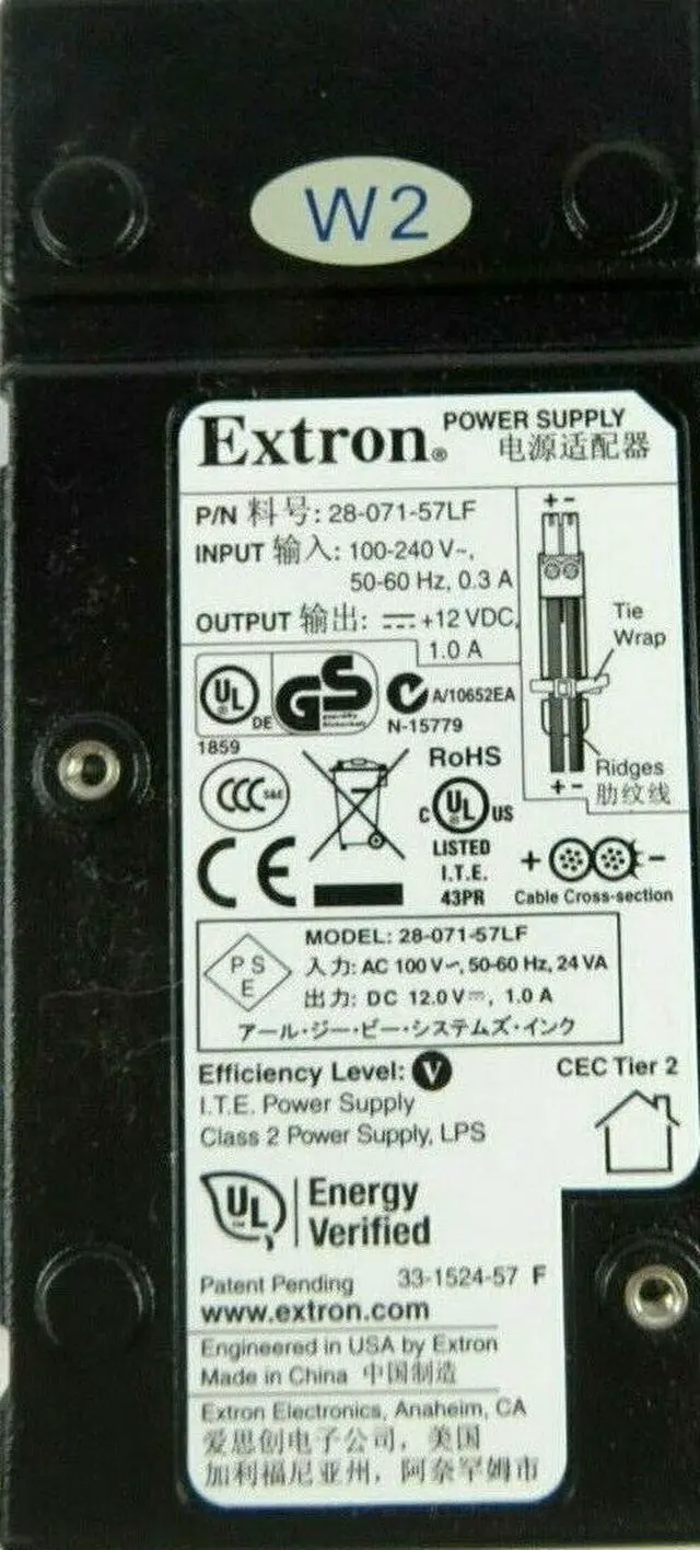 Alt view image 2 of 5 - Genuine Extron AC Adapter 28-071-57LF Switching Power Supply 12V 1A 2-Pin No/PC