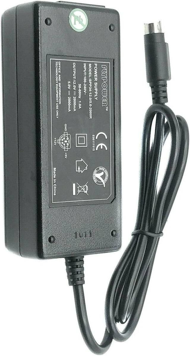 Main image of OEM Flypower SPP34-12.0/5.0-2000R Power Supply Adapter 6-Pin DIN 2000mA No Cord
