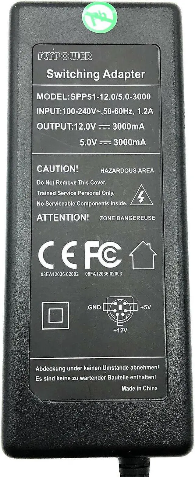 Alt view image 2 of 4 - NEW Genuine Flypower SPP51-12.0/5.0-3000 AC Adapter 12V 3A Power Supply W/Cord