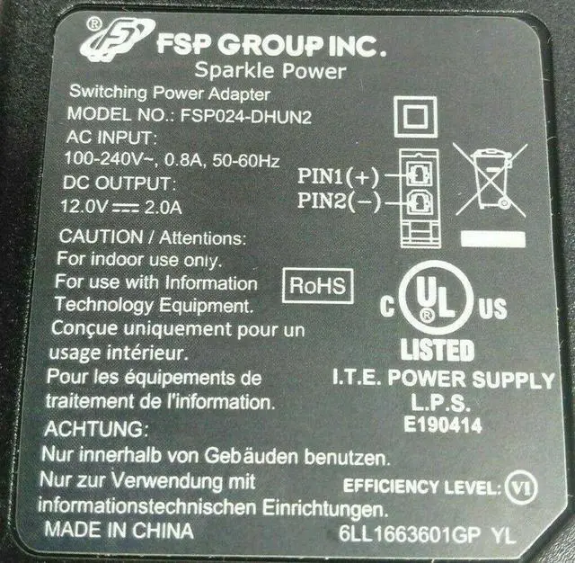 Alt view image 3 of 3 - OEM FSP FSP024-DHUN2 AC Adapter Sparkle Power Supply 2-Pin 12V 2A