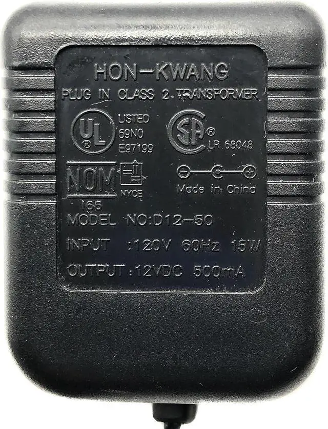 Alt view image 2 of 4 - Original Hon-Kwang AC Adapter D12-50 Plug in Class 2 Transformer 12V DC 500mA