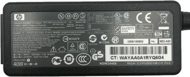 Alt view image 2 of 4 - Genuine AC DC Adapter 40W 19.5V 2.05A 580402-001 Power Supply w/Cord OEM