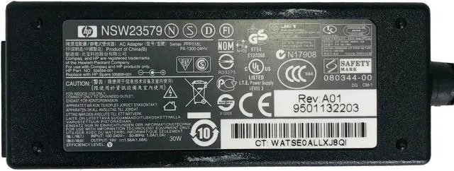 Alt view image 2 of 4 - Genuine HP 30W AC Adapter NSW23579 R33275 9T54 E132068 19V 1.58A w/Cord OEM