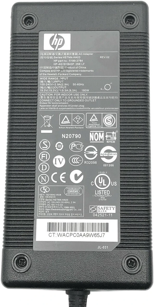Alt view image 2 of 4 - Genuine HP AC Adapter 180W HP-AQ181B43P 609918-01 7.4/5.0mm No Cord OEM