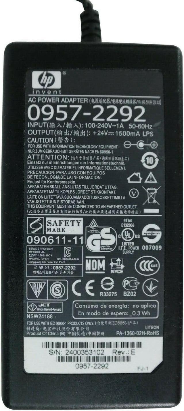 Alt view image 2 of 4 - Genuine AC Adapter for HP Scanjet 7450C 7490C Scanner Power Supply w/P.Cord