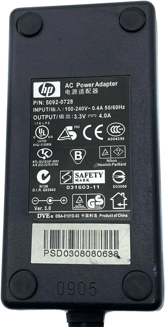 Alt view image 2 of 4 - Authentic HP AC Adapter 5092-0728 3.3V 4.A Power Adapter w/Cord OEM