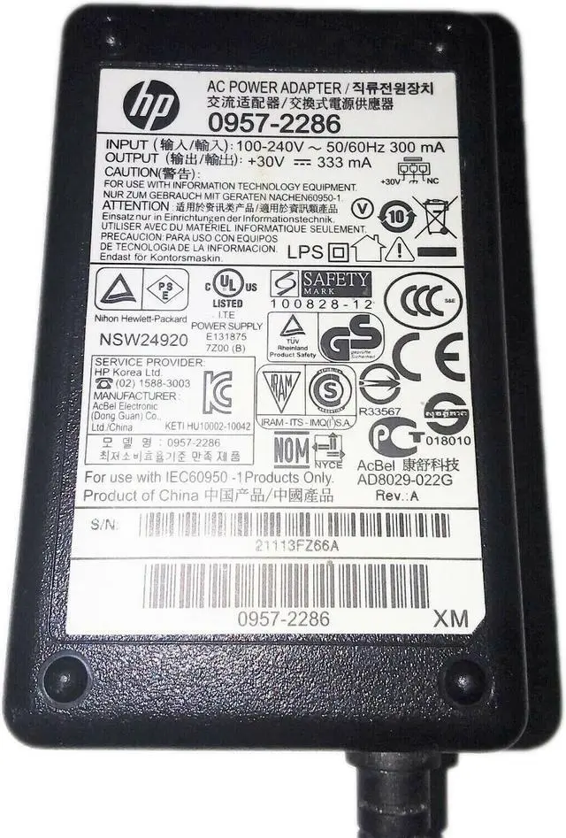 Alt view image 2 of 4 - Genuine HP AC Adapter 3-Pin Power Supply 30V for Deskjet 1050 2050A w/Cord OEM