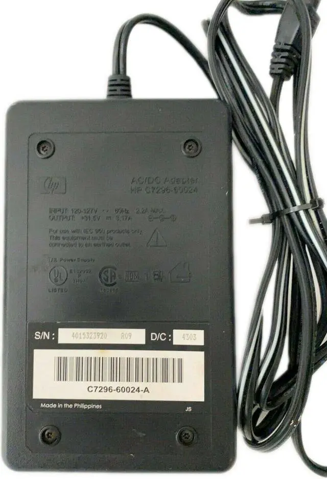 Alt view image 2 of 3 - Genuine HP AC Adapter 31.5V for OfficeJet D125 D145 7100 D135 Printer w/P.Cord