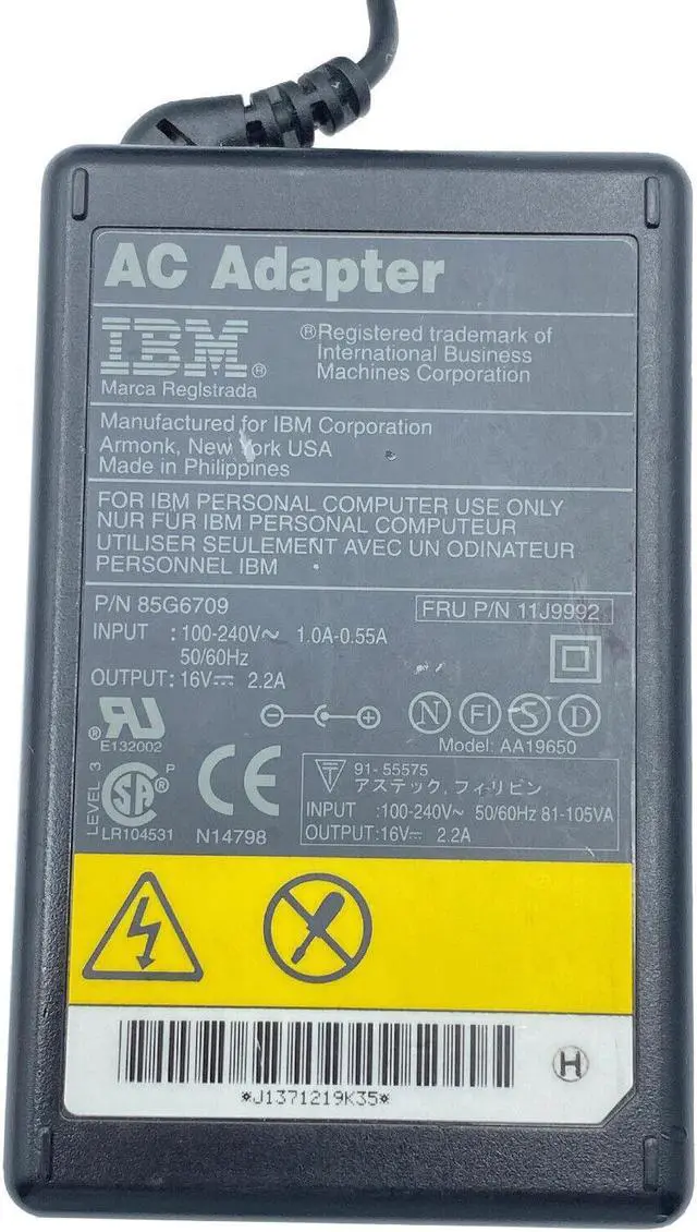 Alt view image 6 of 6 - Genuine IBM AA19650 AC/DC Power Supply Adapter 16V 2.2A 35W OEM w/PC