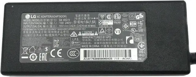 Alt view image 2 of 4 - Original LG AC Adapter 19V 43MU79 34UM64 34UM69G-B Monitor Power Supply w/PC