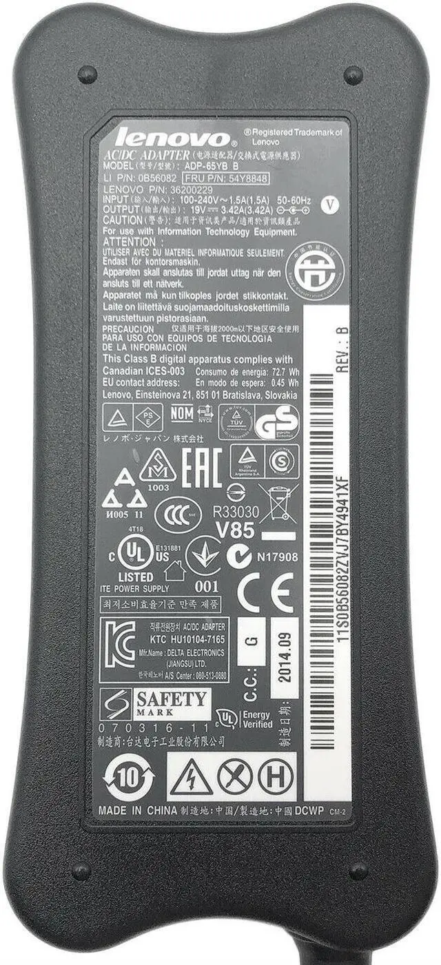Alt view image 2 of 4 - Original Lenovo AC Adapter 19V 3.42A ADP-65CH 0A37793 41R4326 36001678 w/PC OEM