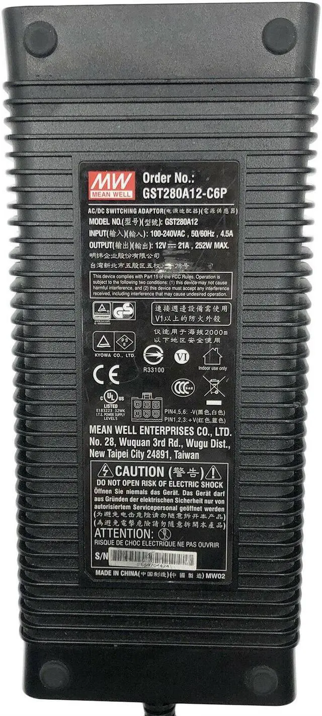 Alt view image 2 of 4 - OEM Mean Well GST280A12-C6P AC/DC Adapter Industrial 12V 21A 252W w/P.Cord