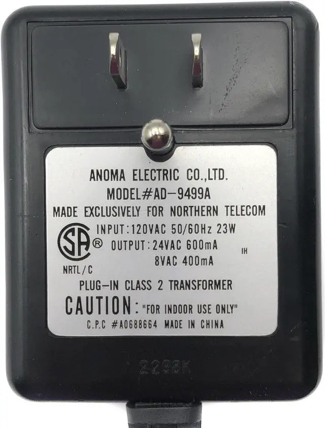 Alt view image 2 of 4 - New Anoma Electric Nortel AD-9499A Plug-In Class2 Transformer 24VAC 600mA