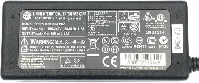 Alt view image 2 of 4 - Genuine Li Shin 0335A1965 AC Adapter Power Supply 19V 3.42A w/PC