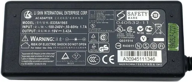 Alt view image 2 of 4 - Genuine Li Shin 0335A1965 AC Adapter 19V 3.42A Power Charger 65W OEM W/Cord