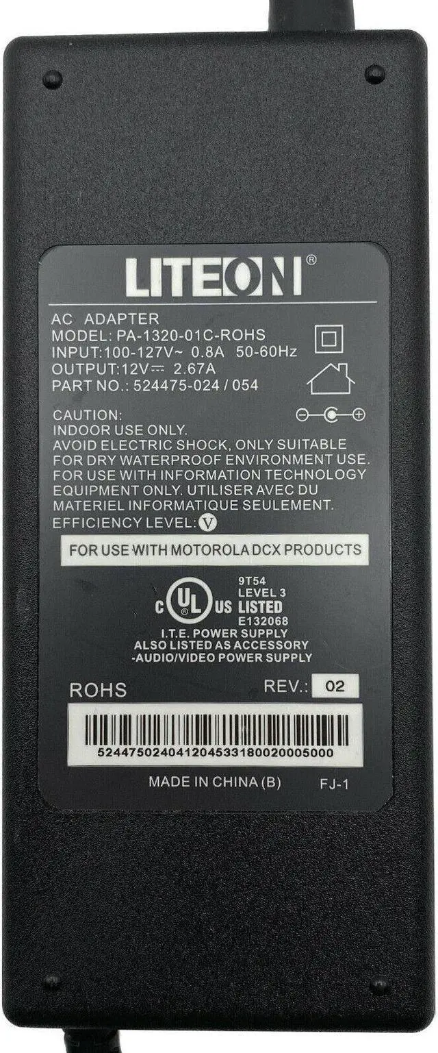 Alt view image 3 of 3 - Genuine Liteon PA-1320-01C-ROHS AC Adapter For Motorola DCX DSR W/P.Cord