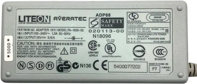 Alt view image 4 of 4 - Genuine Liteon PA-1600-05 AC Adapter 19V 3.16A 60W Power Charger With Cord OEM