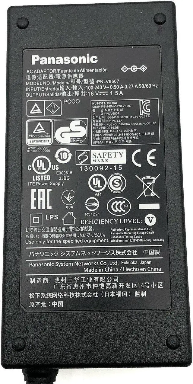 Alt view image 3 of 3 - Genuine Panasonic PNLV6507 AC Power Supply Adapter 16V 1.5A 24W OEM w/PC