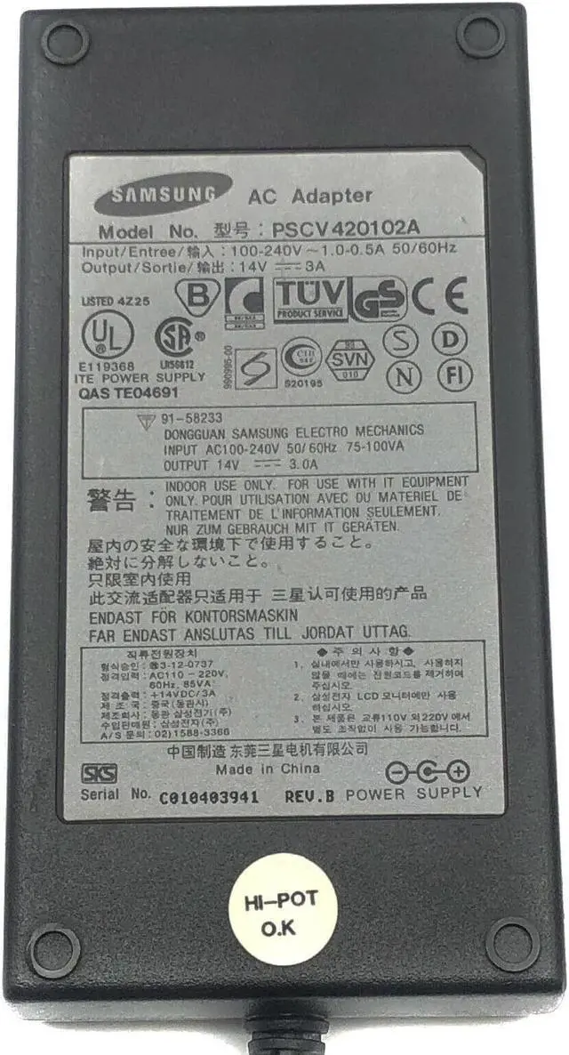 Alt view image 2 of 4 - Original Samsung AC Adapter PSCV420102A 14V 3A 42W Power Supply AD-4214N No Cord