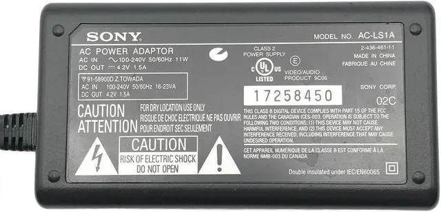 Alt view image 4 of 4 - Genuine AC Adapter SONY AC-LS1A for Cybershot DSC-P5/P7/P9 Digital Camera W/Cord