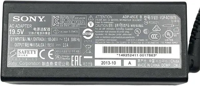 Alt view image 5 of 5 - Genuine Sony PCGA-AC5Z Power Supply Charger AC Adapter 19.5V 2.3A W/Cord