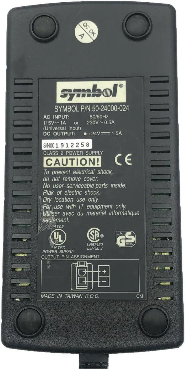 Alt view image 2 of 4 - Authentic Symbol 50-24000-024 AC Power Supply Adapter 24V 1.5A 36W OEM w/PC
