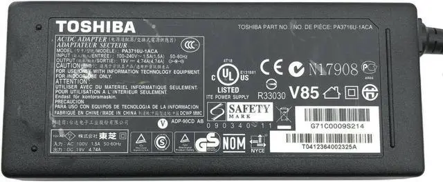 Alt view image 2 of 4 - Genuine Toshiba PA3716U-1ACA AC Adapter PA3716U-1ACA PA-1900-23 Laptop W/P.Cord