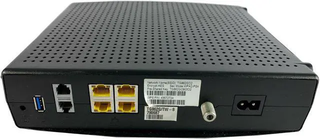 Alt view image 3 of 5 - Arris TG862G Wireless DOCSIS 3.0 Cable Gateway 4-Port Router Modem TG02DH7862 with USB