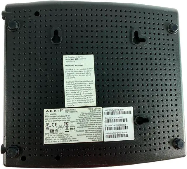 Alt view image 5 of 5 - Arris TG862G Wireless DOCSIS 3.0 Cable Gateway 4-Port Router Modem TG02DH7862 with USB