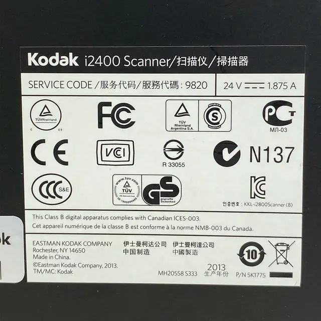 Alt view image 6 of 6 - Kodak i2400 Color Document Passthrough Scanner Auto Feeder with AC Adapter