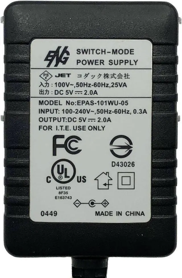 Alt view image 5 of 5 - Genuine ENG EPAS-101WU-05 Switch-Mode Power Supply Adapter 5V 2A OEM