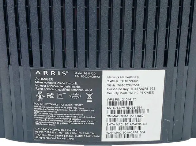 Alt view image 5 of 7 - Arris TG1672G Touchstone Telephony Gateway Wi-Fi 2.4GHz 5.0GHz Modem Router w/PC