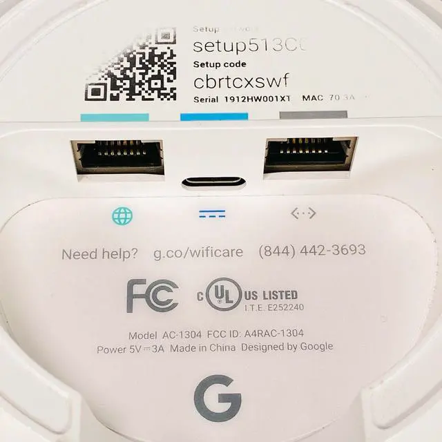 Alt view image 4 of 5 - Google AC-1304 1 Port 1200Mbps Dual Band Wi-Fi Wireless Mesh Router