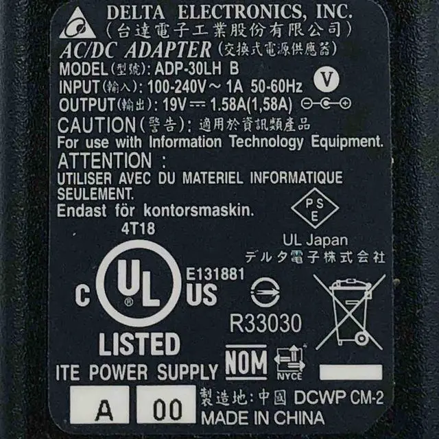 Alt view image 6 of 6 - Genuine Delta ADP-30LH B AC Power Adapter 19V 1.58A Power Supply 30W w/PC OEM