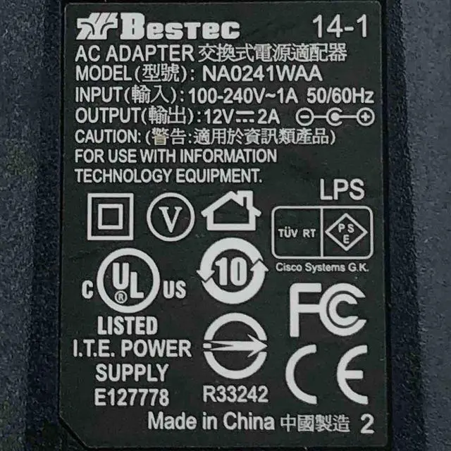 Alt view image 2 of 6 - New OEM Bestec Power Supply NA0241WAA 12V 2A 24W AC Adapter 5.0x2.1mm E127778