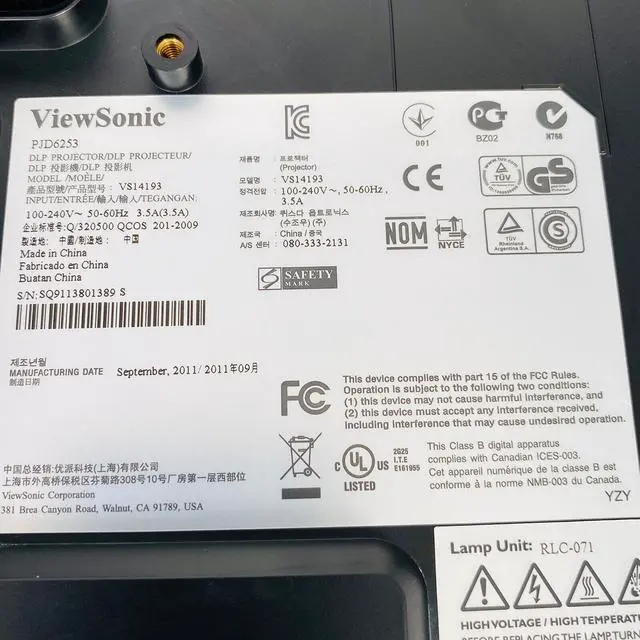 Alt view image 7 of 7 - ViewSonic PJD6253 DLP Projector Portable 3500 Lumens Office 1080p HDMI w/Bundle