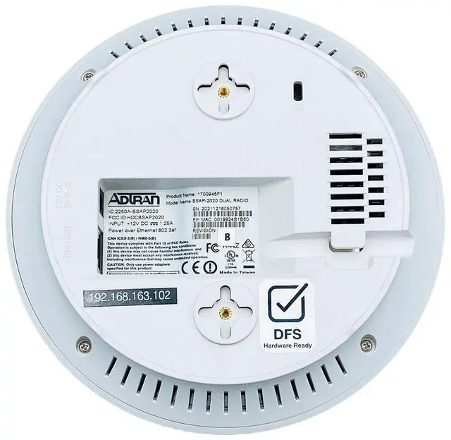 Alt view image 4 of 6 - ADTRAN Bluesocket BSAP-2020 Dual Radio Indoor Wireless Access Point 802.11ac