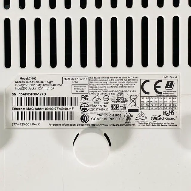 Alt view image 5 of 7 - WatchGuard AP125 C-100 Indoor Dual Band Wireless Access Point Wave 2 MU-MIMO PoE