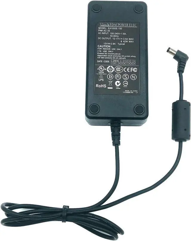 Main image of Genuine Edac EA1050E-150 AC/DC Adapter 15V 2.8A Power Supply 5.5x2.1mm w/Cord