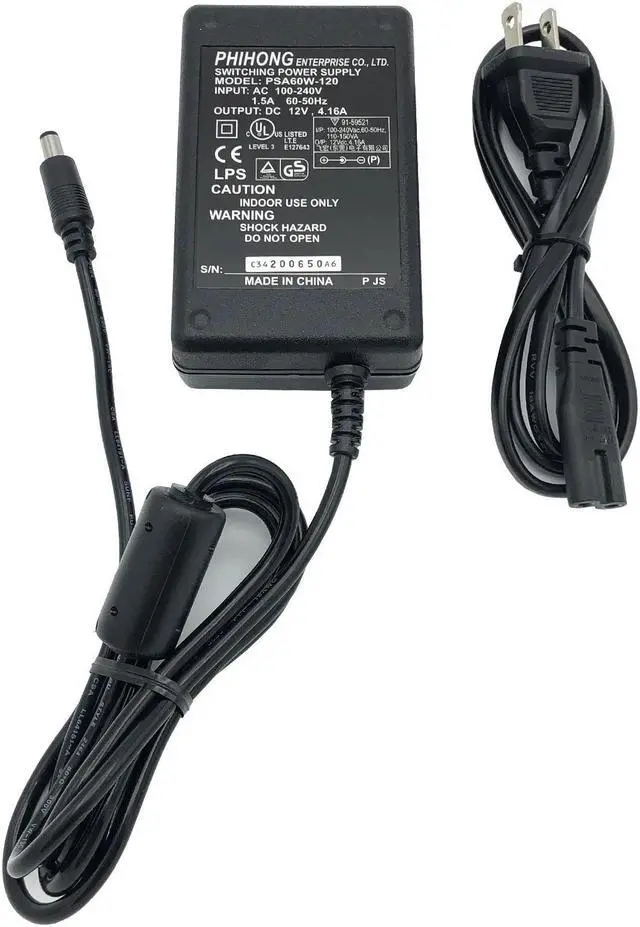 Main image of Genuine Phihong PSA60W-120 AC Power Supply Adapter 12V 4.16A 50W w/Cord