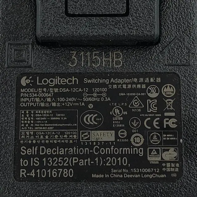 Alt view image 2 of 6 - OEM Logitech DSA-12CA-12 120100 AC Adapter 12V 1A Switching Power Supply 4.0mm
