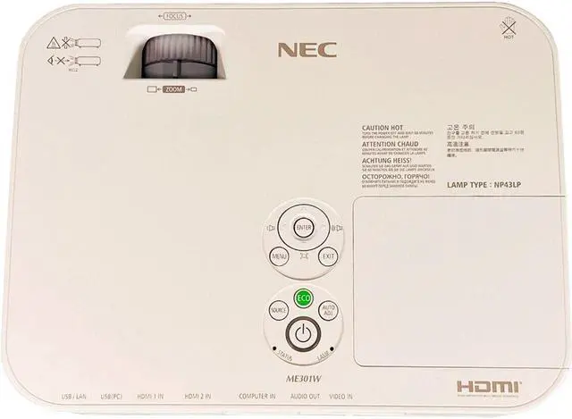 Alt view image 6 of 7 - NEC NP-ME301W 3LCD Projector Portable 3000 Lumens Office HD HDMI w/Bundle