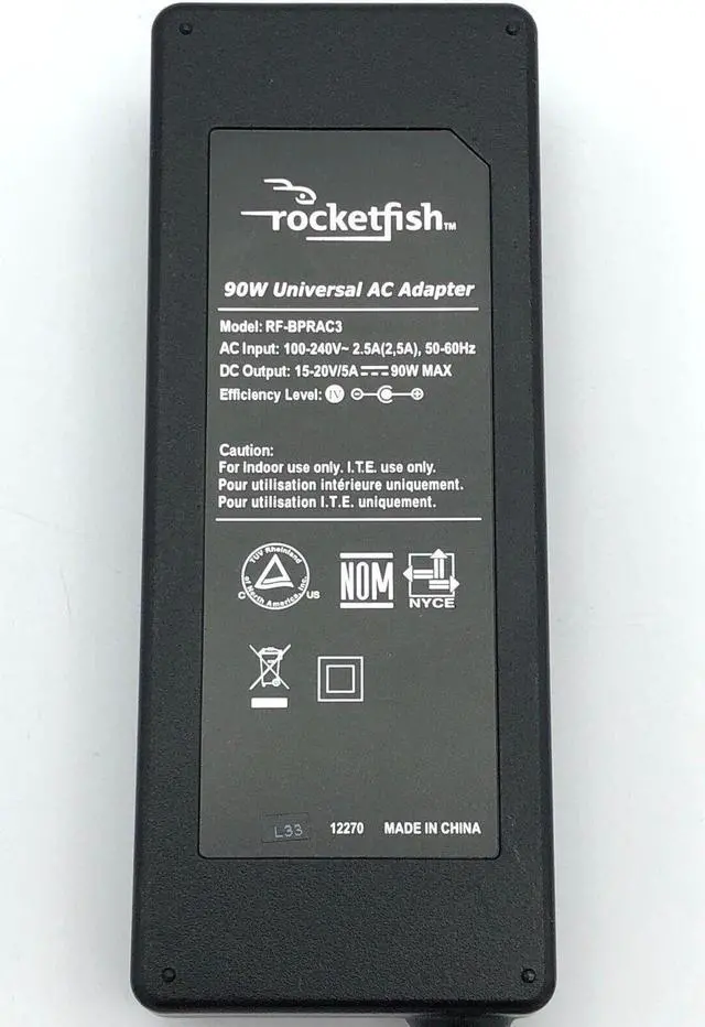 Alt view image 2 of 6 - Genuine Rocketfish RF-BPRAC3 Universal AC Adapter 15-20V 5A 90W Laptop Charger