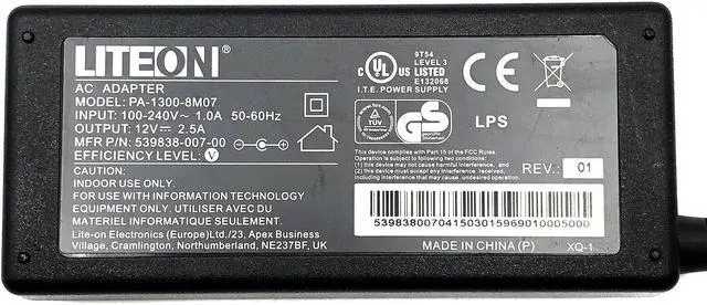 Alt view image 3 of 7 - Liteon PA-1300-8M07 AC Adapter 12V 2.5A Power Supply 30W W/Cord OEM  Genuine