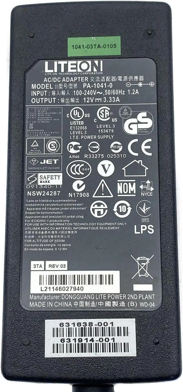 Alt view image 4 of 4 - Liteon PA-1041-0 AC Adapter for HP 2011X 2311X LED LCD Monitor W/P.Cord  Genuine